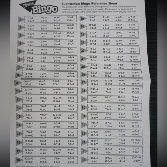 Trend Enterprises Inc. Subtraction & Addition Bingo games - Picture 6 of 16